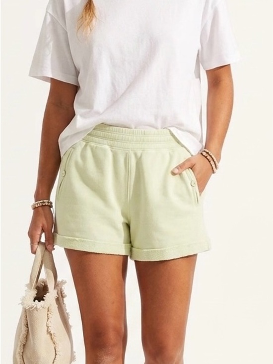 aerie Pants - Aerie Poolside Terry Shorts Lime Green L 100% Cotton High Waisted Beach Lounge